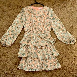 Long Sleeve Pattern Frill Dress 🎀